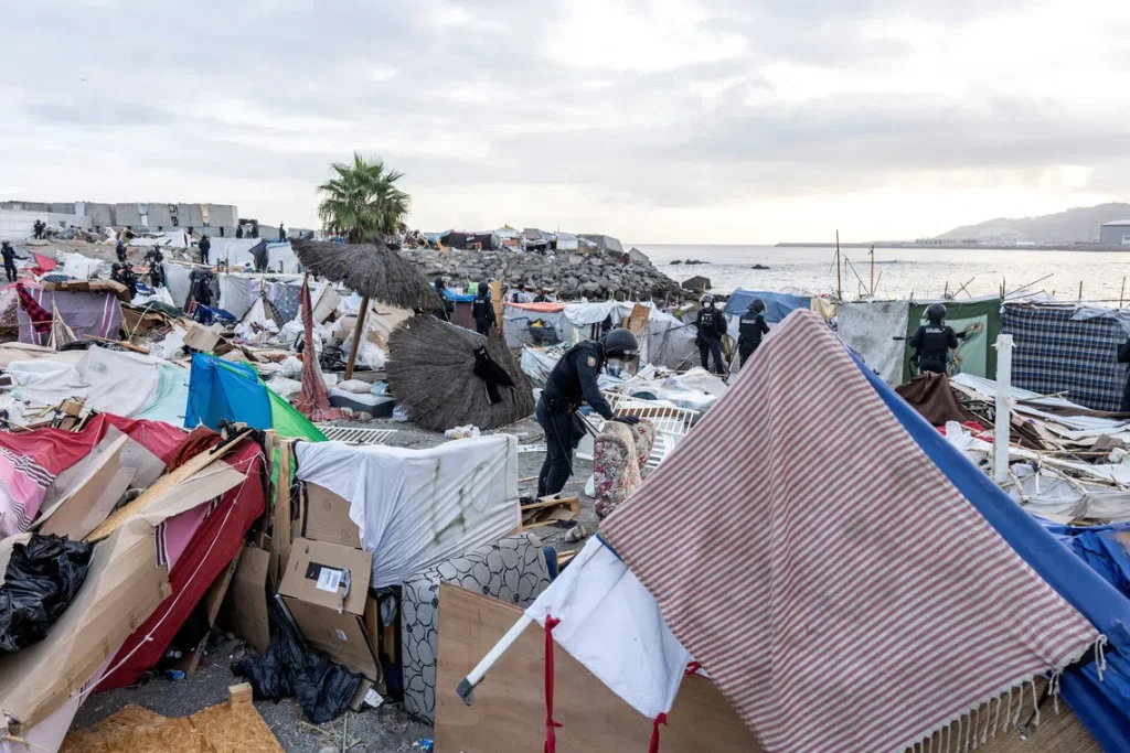 Spain starts clearing migrant camp in Ceuta ahead of royal visit Ceuta migrant camp